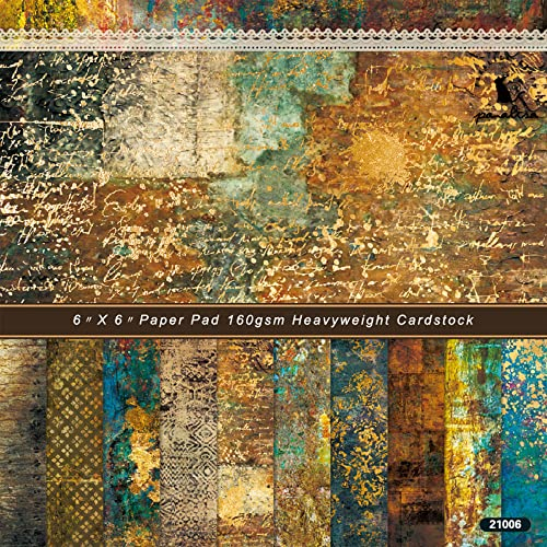 Bestgift Gemustertes Papier,6 x6 in Einseitige Decoupage mit Vintage Design Motivpapier,Papierblock Cardmaking Bastelpapier für DIY Handwerk Foto Hintergrund Dek - 24 Blatt