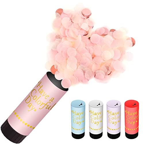 Yeestone Colors Konfettikanonen, biologisch abbaubare Konfetti-Poppers, Party-Papierkanonenwerfer für Hochzeit, Geburtstag, Weihnachten, Babyparty, Partyzubehör, Rosa, Weiß, Blau, Rot, Lila, 100 POP