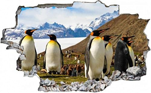Gougeltd Wandtattoo - Wandbild Wanddurchbruch - Pinguine Herde Winter Arktis - Aufkleber für die Wand Wanddeko fürs Kinderzimmer- Wanddekoration 53x79cm