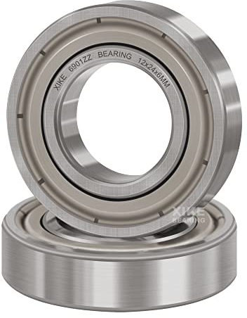 XiKe 2 Stück 6901ZZ Kugellager 12x24x6mm Vorgeschmiert und Metall Doppeldichtung, 6901-2Z Rillenkugellager aus Chromstahl.