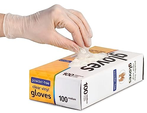 K-MART Einweg-Vinylhandschuhe, puderfreie und latexfreie transparent Einmalhandschuhe mit 100 Stück/Box (mittel)