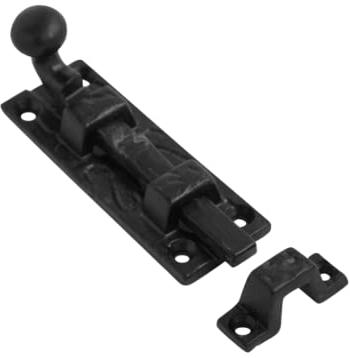 Vibe Door Bolt Straight 75mm on Black Antique, Surface Mounted Door Bolt, Sliding Door Lock, Lock Bolts for Securing Internal Doors for Bedrooms, Bathrooms, Storage Units and Cupboards.
