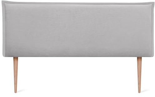 DHOME Tête de lit en Lin Naturel uni avec Bordure tête tapissée Lit Chambre Moderne Top Trending (Gris Clair, 160x105cm avec Pieds (Lits 150/160))