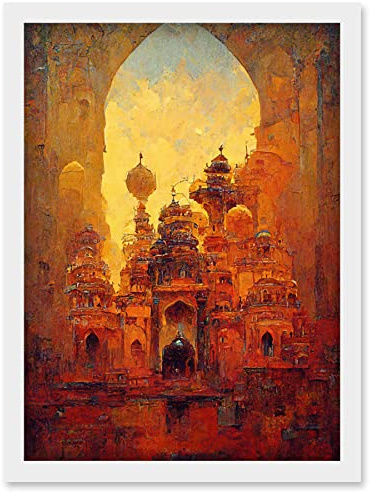 Doppelganger33 LTD Visions Of Petra Arabic Cityscape Oil Artwork Framed Wall Art Print A4