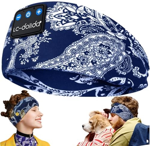 LC-dolida Schlafkopfhörer Bluetooth Sport-Kopfhörer Stirnband, Kabellos Schlafen Kopfhörer 15+ Stunden Lange Spielzeit Leichte Schlafstirnband mit HiFi-Stereo,Ergonomisch Tech Gadgets