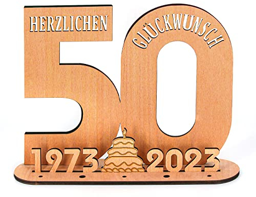 Giftota - Original Placa de Madera 2023 Libro de visitas - 50 cumpleaños para Mujeres y Hombres - Libro de visitas de cumpleaños como Regalo Personalizado - decoración de 50 cumpleaños - números