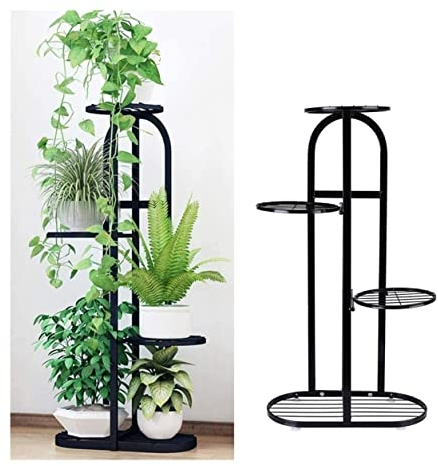 Blumenständer Pflanzenständer Blumentreppe Schmiedeeisen Blumenregal Metall Pflanzenständer Blumentablett Balkon Blumenständer Indoor Outdoor Blumenbank Pflanzenregal Blumenregal ( Blue : Black , Size