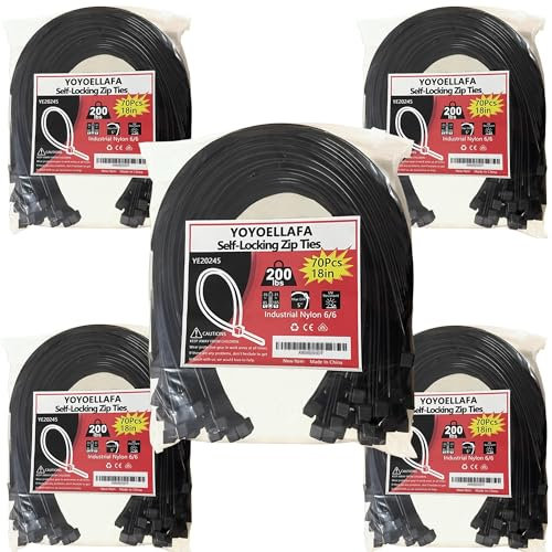 Kabelbinder Lang 450mm x 9mm Breit 350 Stück Kabelbinders Schwarz UV Beständig Groß 90kg Schwerlast Cable Ties 45cm Nylon Zip Ties für die Werkstatt Elektroinstallation