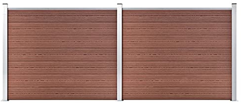 Yolola Set Pannello di Recinzione in WPC, Recinzione Modulare, Pannelli per Recinzioni, Recinzioni Giardino Esterno, Staccionate per Giardino, 353x146 cm Marrone