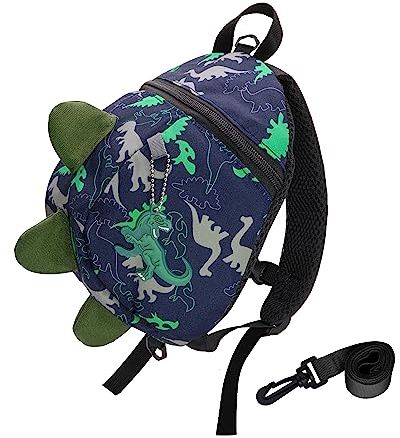 TOPWAYS Kids Dinosaur Backpack Boys Girls Toddler Rucksack, New Enhanced Version Cartoon Safety Anti-Lost Strap Rucksack with Reins, for 1-6 Years Old Toddler (Blue)