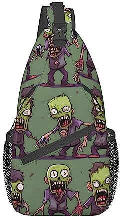 PIXOLE Viele Zombie Druck Sling Rucksack Mann Frau Mehrzweck Brusttasche Reise Daypack Crossbody Tasche, Schwarz, Einheitsgröße