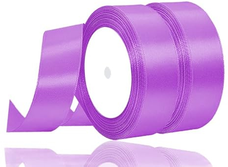 2 Rollen Satinband Lila, 22 Meters Geschenkband Breit 25mm, Geschenkband Hochzeit Stoff, Schleifenband lila, Geschenk Band Geschenkbänder für Taufe Geburtstag Deko Geschenkverpackung