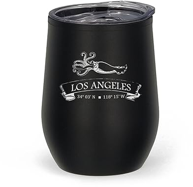 Los Angeles Squid Nautical Sea USA California Coordinates Art Tumbler Mug isotherme gravé au laser