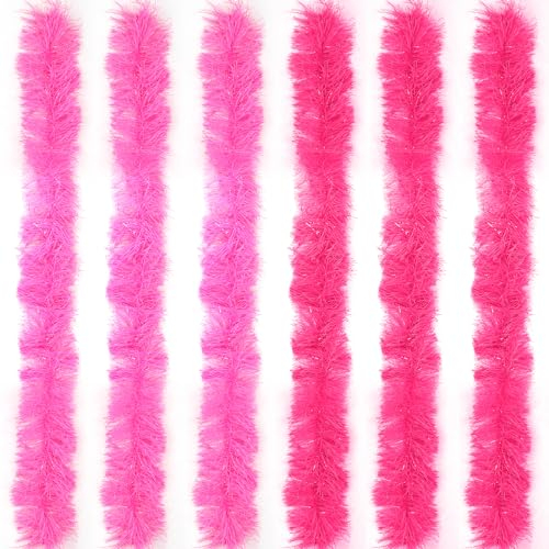 LACGO Federboas, flauschige Boa-Dekorationen, Verkleidung für Damen, Kostüm für Mädchen, zum Tanzen, 6-pink, Pack of 6 Feather Boas
