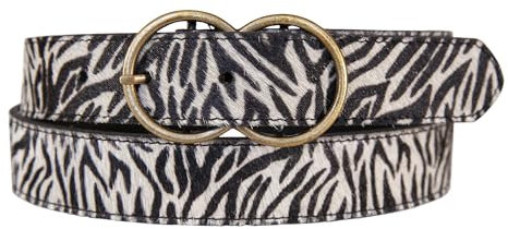 Lucky Brand Damen Leather Bold Fashion Statement Belts Gürtel, Haircalf-Zebra, M