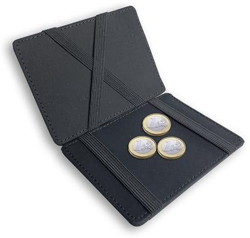 KAGUOl Magic Wallet, Geldbörse mit Münzfach, Magischer Geldbeutel, Smart Wallet, Geldbeutel Herren, Inklusive Geschenkbox, ortemonnaie mit RFID Schutz, Portemonnaie für Herren/Damen, Schwarz