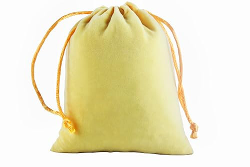 KONMAY 20 Stück Gelb weicher Samtbeutel Schmuckbeutel mit Kordelzug, 7x9cm Samt Säckchen Hochzeit Party Geschenksäckchen