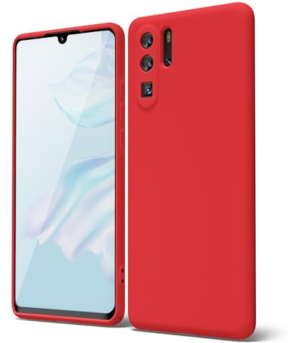 oakxco für Huawei P30 Pro Hülle Silikon Case, Dünn Gummi Gel Original Farbig Schutz Handyhülle, Weich Slim Matt Leicht TPU Stoßfest Kameraschutz Schutzhülle Schale, Rot
