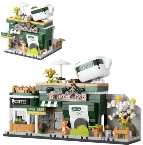 Geniteen Bausteine-Set, Flower Series Concept Store Bauset, Modellbausatz und Geschenk für Kinder und Erwachsene, Geschenk für Geburtstag, Weihnachten und Neujahr (Café)