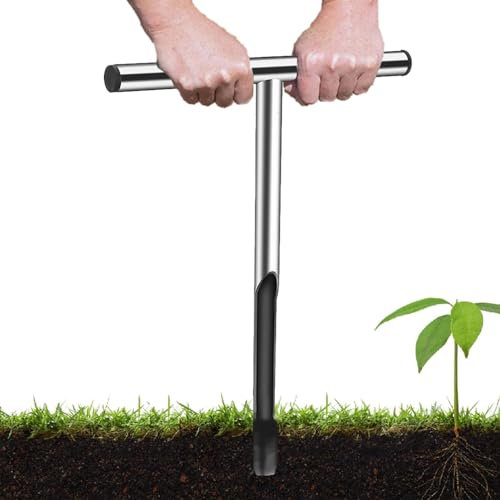 Échantillonneur de Sol, Outil d'échantillonnage de Carottes de Sol | Échantillonnage de Sol en Acier Inoxydable avec poignée en Forme de T | Outils d'entretien de pelouse, Outils de Jardin