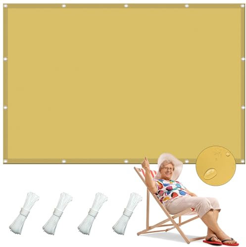 Voile d'ombrage Rectangulaire 2.5 x 2.5 m PES Toile d ombrage Imperméable Oxford Polyester imperméable pour La Couverture VéGéTale Serre Pergola, Jaune Sable