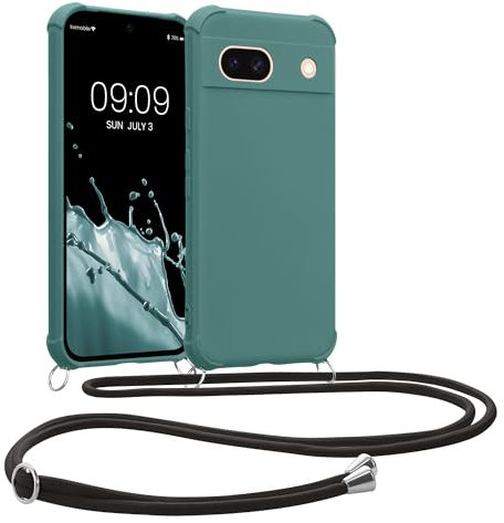 kwmobile Necklace Case kompatibel mit Google Pixel 8a Hülle - Cover mit Kordel zum Umhängen - Silikon Schutzhülle Petrol