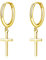 Cangall Silver Cross Drop Hoop Earrings - Sterling Silver with Cross Charm for Women & Men
