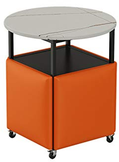 ZJGFCB Stapelbarer Sofa -Stuhlhocker -Stuhl Stuhl 5 in 1 Sitzplatz Würfel Eitelkeitshocker Organizer Schiefertischtop Sofa kreativer wasserdichte Stuhlsitz mit Vientiane Wheel