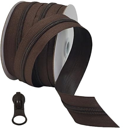 Cerniera impermeabile da 2 metri + 3 cursori per cucire, cerniera per abbigliamento, cerniera in neoprene, cerniera impermeabile, colore: marrone, 2 m