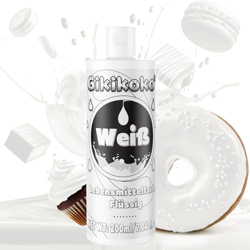 Lebensmittelfarbe - Gikikoko 200ml Lebensmittelfarbe Flüssig Hoch Konzentriert, Lebensmittelfarben, Food Coloring für Backen, Macaron, Cake, Jello, Fondantieren, Kuchen, DIY Slime (Weiß)