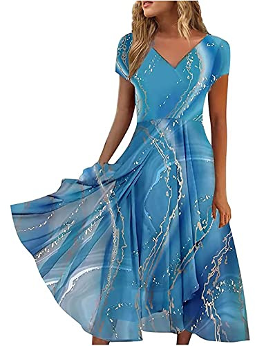 Keepink Women's Short Sleeve Wrap Dress - Chiffon Empire Waist A Line Dress for Bridesmaids, Occasions & Summer - Plus Size UK 8-22