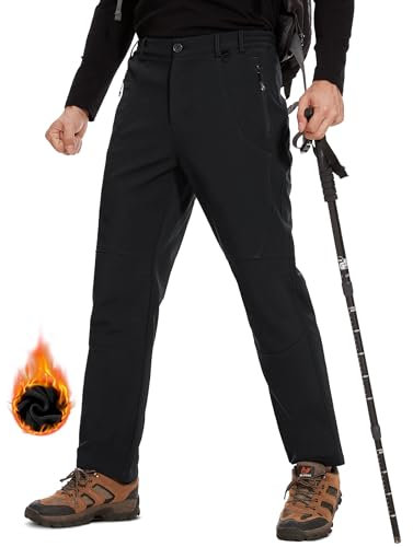 SIHOHAN Outdoorhose Herren Winter Softshellhose - Herren Gefüttert Wanderhose Warm Skihose Wasserdicht Winddicht Thermohose Winterhose mit 4 Wege-Stretch