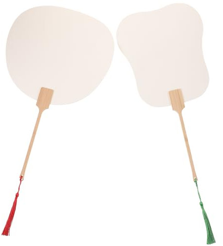 OUNONA 4 Stück chinese fan chinesischer fächer kinder bastelset papierweißer Fächer zu Weißer Papierfächer zum Bemalen Hand Lüfter Kinder-Graffiti-Fans leerer Malfächer Holz