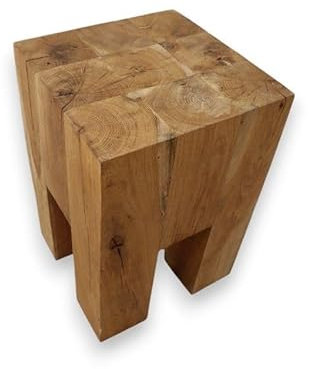 Eichenhocker, Holzstuhl aus Eiche, Hocker aus Eiche, Stuhl aus massiver Eiche, Schemel (25x25x40cm, Geölte Eiche)