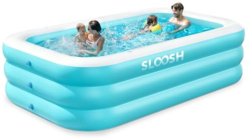 SLOOSH Piscina gonfiabile per adulti con sedili, 304,8 x 182,9 x 55,9 cm, di dimensioni standard, resistente, ispessita, fuori terra, grande piscina per cortile, giardino, prato, festa estiva in acqua