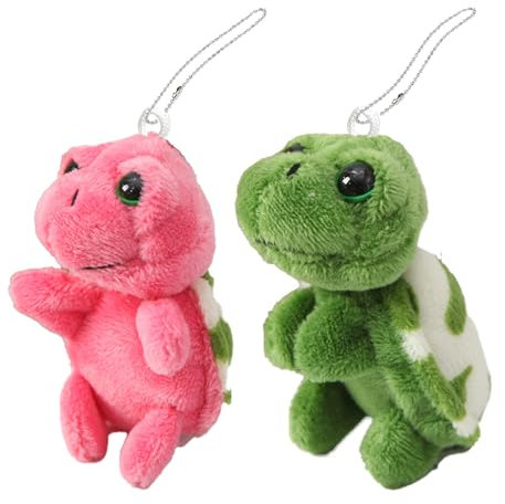 2 Stück Schlüsselanhänger Schildkröte, Schildkröte Schlüsselanhänger, Plüsch Schlüsselanhänger Schildkröte, Rosenrot, Hellgrün Schildkröten Stofftier Schlüsselring, Süße Schlüsselring Geschenk