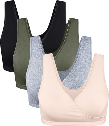 Cotton Maternity Nursing Sleep Bra Bralette Breastfeeding Lounge Bras