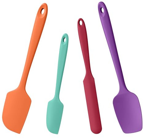 Doosu Silicone Spatula Scrapers Set of 4, 315℃ Heat Resistant Food Grade Rubber Baking Cooking Spoon Spatula Non-Stick Kitchen Utensils for Mixing Scraping Stirring Serving Folding (Multicolors5)