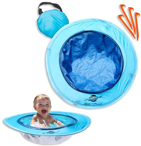 Smart-Planet Pop Up Baby Pool für Strand Blau 70x70cm, 20x50cm (Sitzfläche HxB) - to Go Planschbecken für Kinder - Strandpool reißfest - Wurf Pool inkl. Tragetasche
