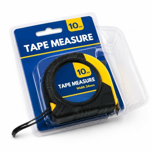 Mètre ruban rétractable auto-bloquant 10 m x 24 mm Idéal pour les travaux de construction, le bureau et bien plus encore - 10 m