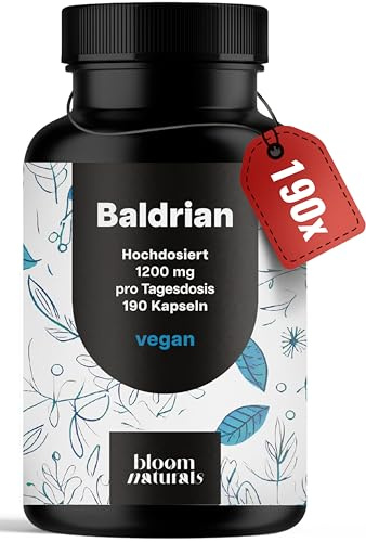 Baldrian hochdosiert – 190 Kapseln – 1200 mg pro Tag | Baldrianwurzelpulver – vegan, produziert in Deutschland, laborgeprüft