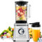 Howork Standmixer Hochleistungsmixer 1200W Mixer Smoothie Maker 1.6L Standmixer Glas, 2 Geschwindigkeitsstufen + Impulsfunktion, 6 Messer aus Edelstah mit 400ml Reisebecher und Bürste (Silver)