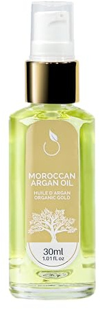 Organic Gold Marokkanisches Arganöl, 30 ml, hergestellt in Brasilien, intensive Ernährung & Glanz, Anti-Frizz, Reparatur & Weichheit, Haarpflege ohne Ausspülen, für alle Haartypen