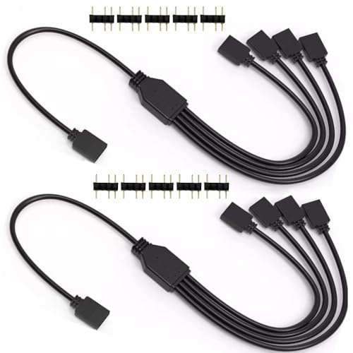 Gebildet Cavo Splitter ARGB da 1 a 4, Cavo di Estensione Splitter RGB Indirizzabile a 3 pin da 5V, Cavo di Sincronizzazione LED ARGB per Estendere Ventole ARGB o Serie LED per Computer PC