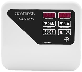 KANBCNG Estufa de sauna de 3 – 9 kW, control de temperatura de 40 – 105 °C, se puede preestablecer el tiempo de inicio 8 horas en espera + 4 horas de funcionamiento o 12 horas de funcionamiento en la