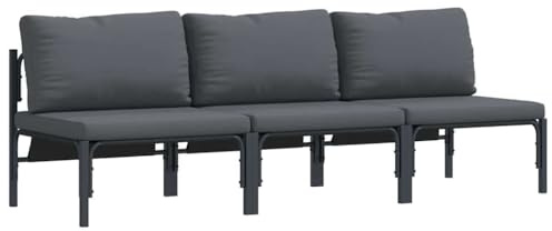 vidaXL Outdoor Furniture 3 pcs Anthracite 80 x 80 x 71 cm Steel, Garden and Terrace, Modern Outdoor Sofa, Sectional Lounge Set, Patio Furniture Seating, Modular