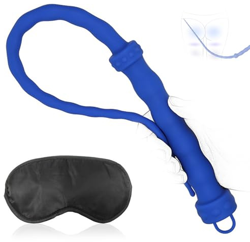 57cm SM Peitsche Silikon Flogger + Augenmaske,BDSM Spielzeug Bondage Set mit Peitschen + Augenbinde,BDSMs Spielzeug Hart Extrem für Frauen Sklavin,Fesseln Sexspielzeug für Paare Extrem Sex (Blau)