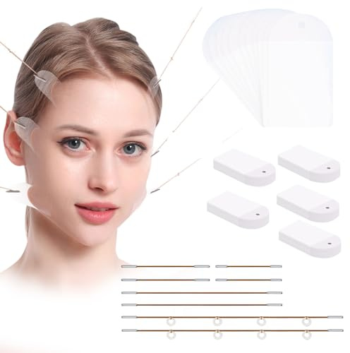 FrostyFlair Face Tape, 80 Stück Unsichtbare Face Lifting Tape, 8 Zugseile in 3 Größen, Neck and Eye Lift, Make-up Facelifting Werkzeuge Für Gesicht