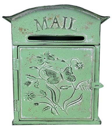 Wandmontierte Vintage Briefkasten für Außenbereich, Metalltür Postkasten Gealterten Shabby Chic Stil, Rustikales Landhausdekor, 27 x 10.5 x 31.2 cm