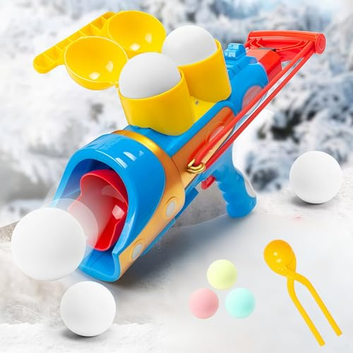 ChaneeHann Schneeballwerfer,Schneeball Kanone Spielzeug, Schneeballpistole, Schneeball Blaster, Schneeballkampf-Impaktor mit Griff, Outdoor-Schneeballpistole Spielzeug mit Clip+3 Softball
